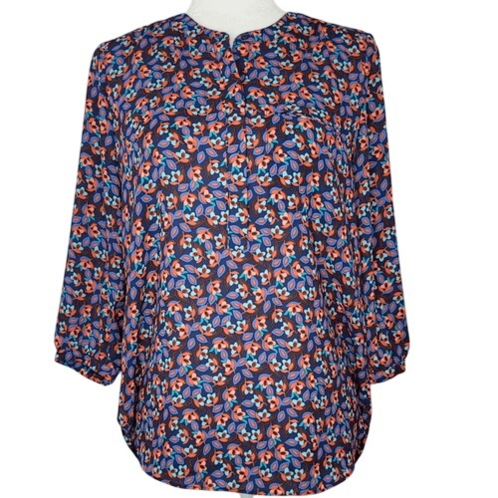 NYDJ Blue Floral Blouse